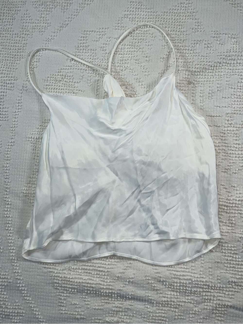Zara White Satin Spaghetti-Strap Cami